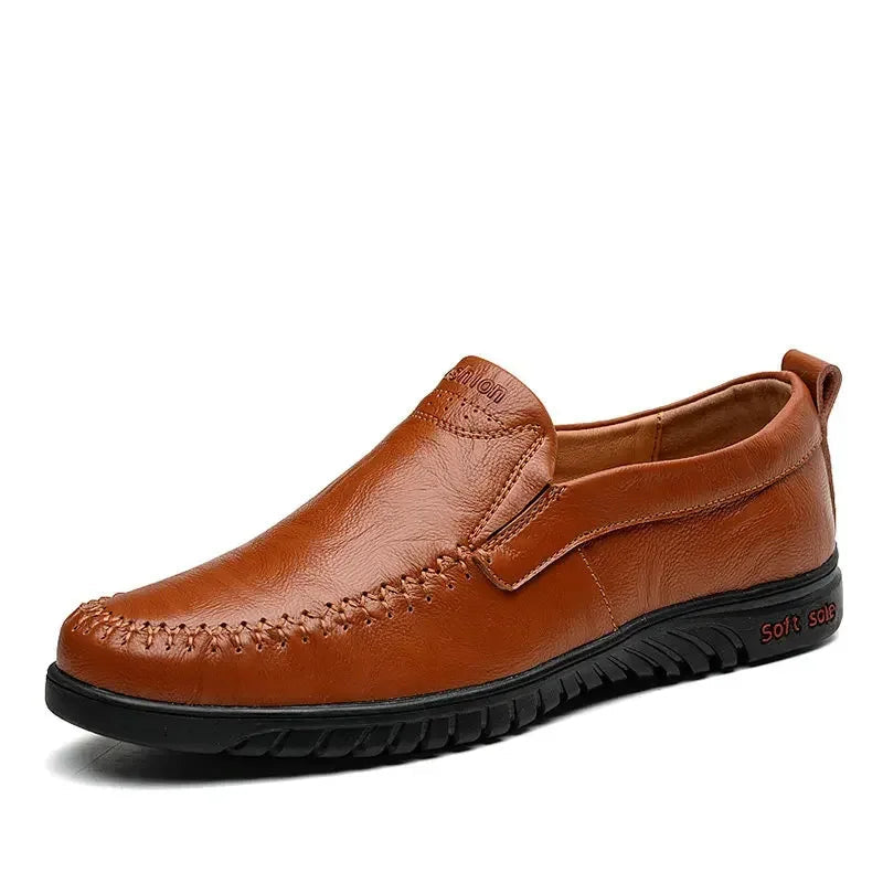 Men's Genuine Leather Loafers - Luxury Breathable Slip-On Moccasins for Casual and Driving