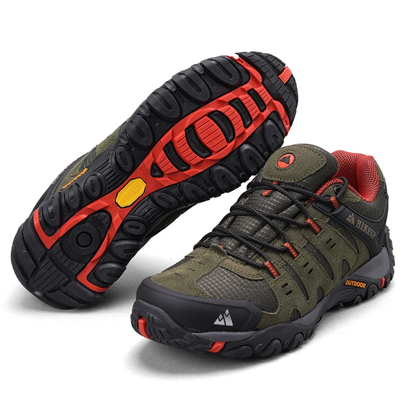 Men's Suede Leather Hiking Shoes - Wear-Resistant Trekking, Walking, and Tactical Sneakers