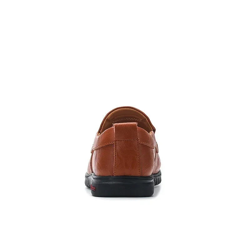 Men's Genuine Leather Loafers - Luxury Breathable Slip-On Moccasins for Casual and Driving