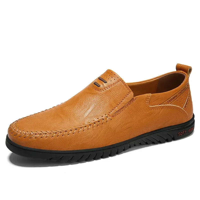 Men's Genuine Leather Loafers - Luxury Breathable Slip-On Moccasins for Casual and Driving