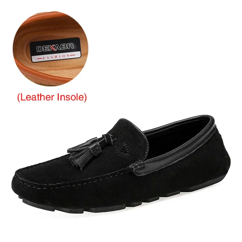 Men's Genuine Leather Loafers - High-Quality Casual Spring Driving Shoes"