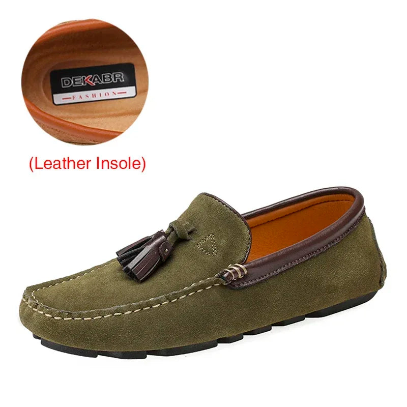 Men's Genuine Leather Loafers - High-Quality Casual Spring Driving Shoes"