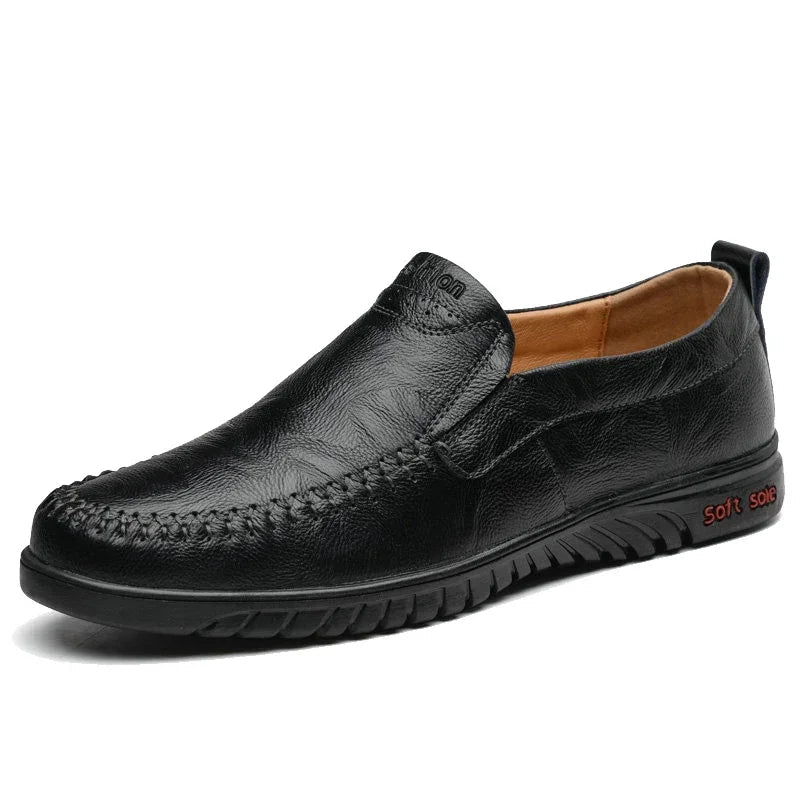 Men's Genuine Leather Loafers - Luxury Breathable Slip-On Moccasins for Casual and Driving